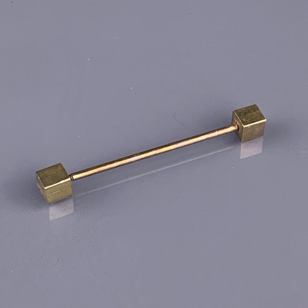 Retro Gold Square Ends Skinny Tie Collar Bar Formal Simple 1.5" Wide Vintage